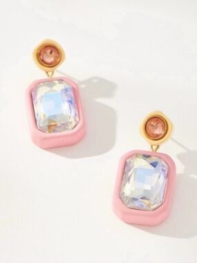 Anthropologie Mixed Shapes Drop Earrings pink and yellow